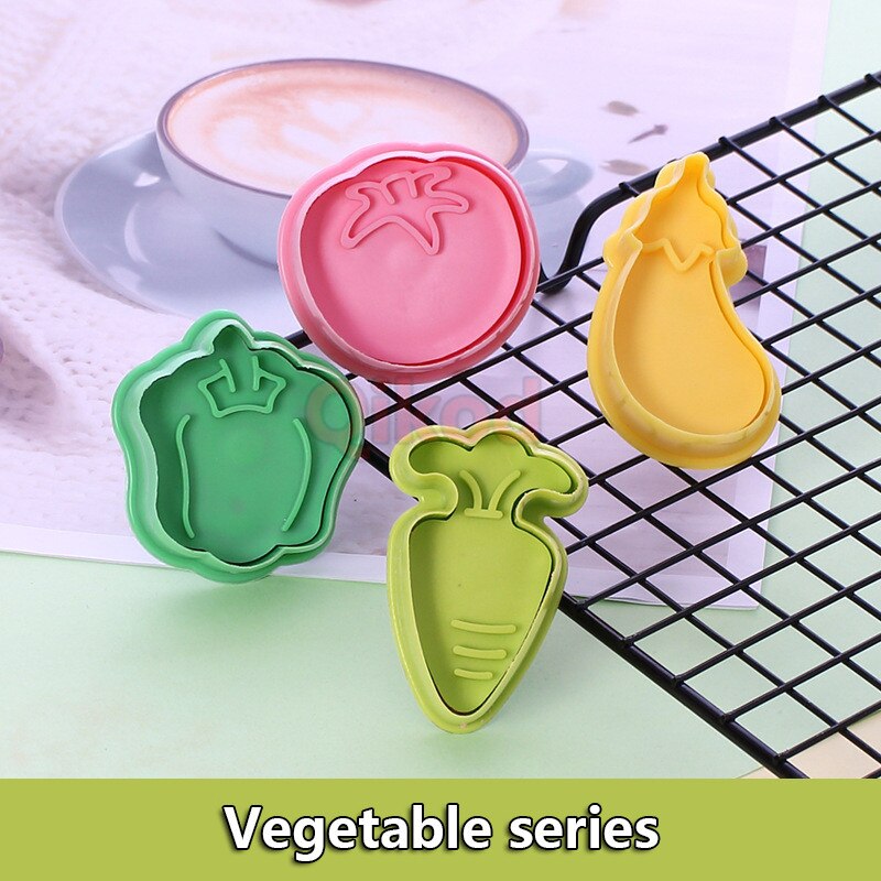 4Pcs DIY 3D Animal Vegetables Fruit Plasticine Slime Mold Tool Set Kit Ability Play Dough Clay Educational toy for chidlren: Vegetables Series 3