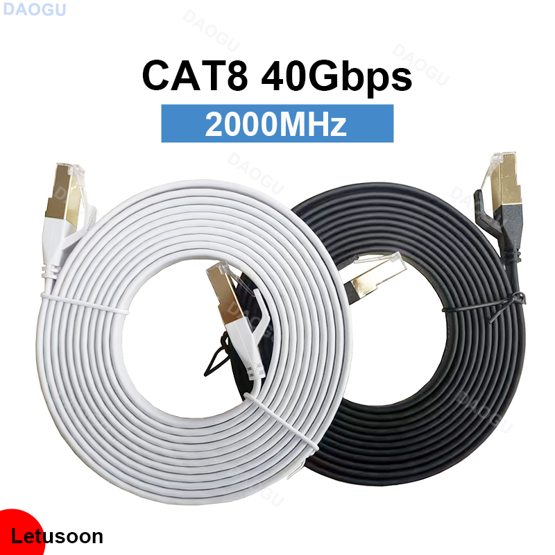 40 Gbit/s Katze8-Ethernet-Kabel RJ 45 10 15 20 Meter Katze 8 2000 MHz Hochgeschwindigkeits-Internet-Flachnetzkabel Weiß 8 m 5 m 3 m 2 m 1 m RJ45