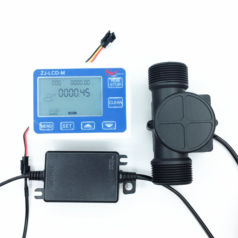 Zj-lcd-m strømningsmåler kontroller +1.25 &quot;hall flow sensor  dn32+ ntc temperatursensor