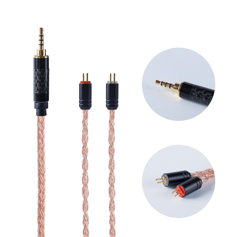 Cable de cobre y cristal HiFiHear de 16 núcleos de importación individual 2,5/3,5/4,4mm con conector MMCX/2pin para ZS10 AS10 AS16 C16 C10 V90