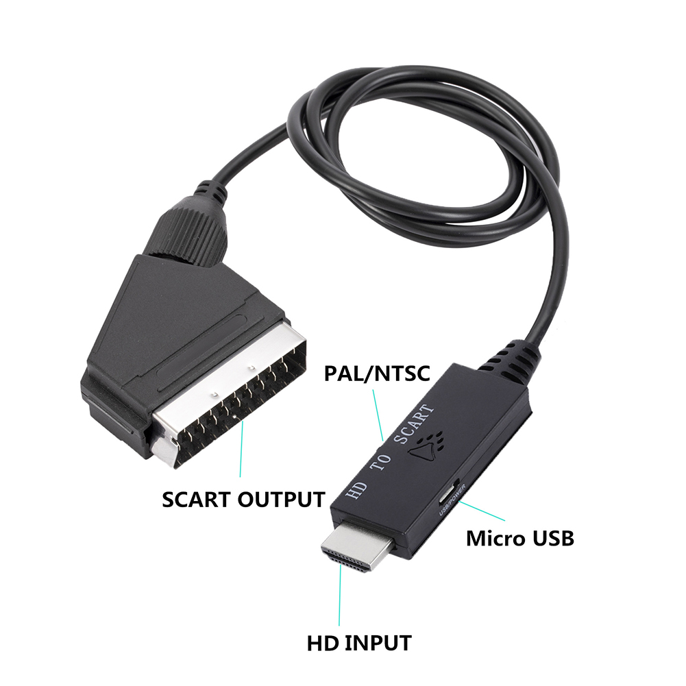 HDMI-Compatible to Scart Converter HDMI-Compatible Input to Scart Output Audio Video Cable Adapter Low Power Consumption