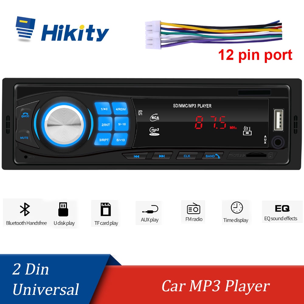 Hikity 1 Din Auto MP3 Multimedia Speler 12V Bluetooth Autoradio Autoradio Radio Fm Aux Ingang Ontvanger Usb/sd/AUX-IN