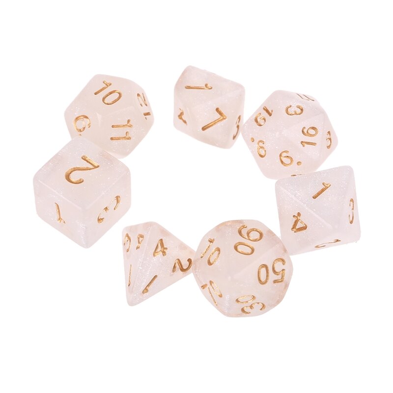 7 stücke Acryl polyedrisch Würfel funkeln Doppel Farben Seitige Würfel Tisch Spiel: weiß