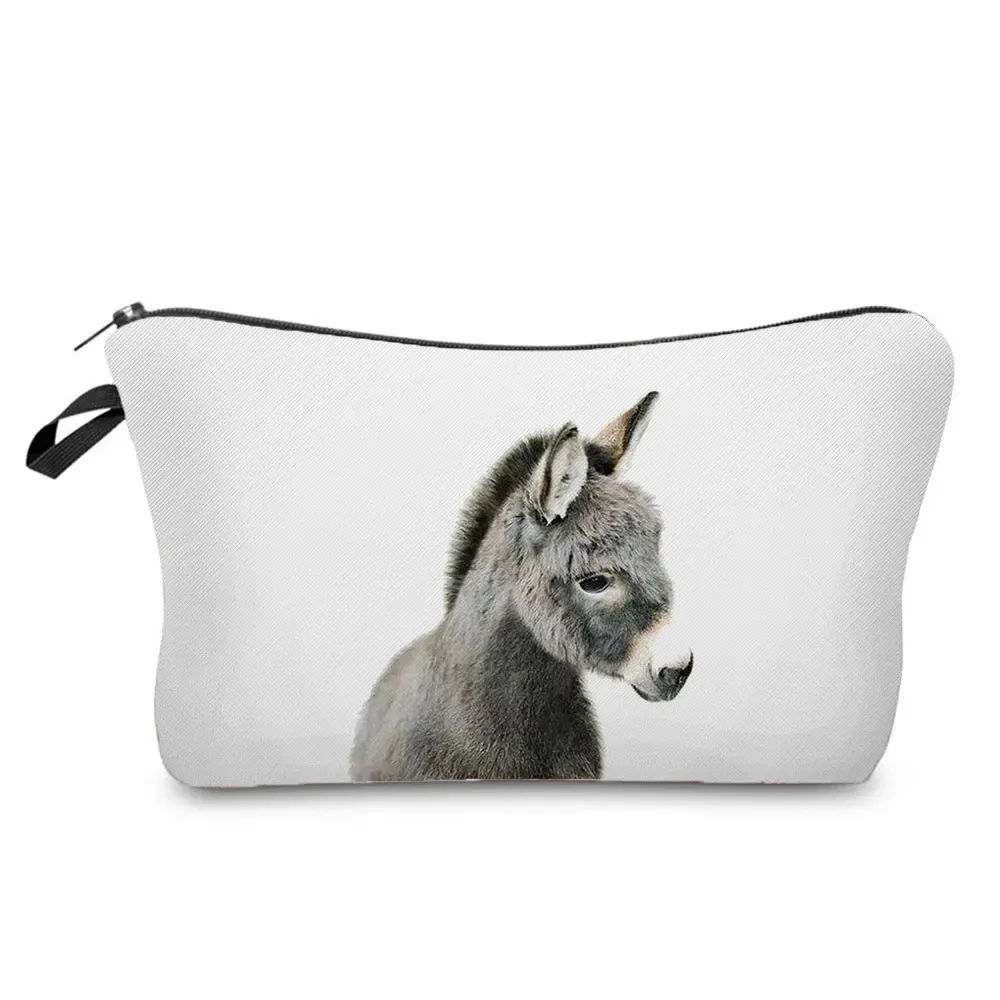 Cute Animal Series Panda Koala Elephant Print Women's Bag Casual Cosmetic Bags Waterproof Makeup Bag Portable Small Toiletry Bag: Red