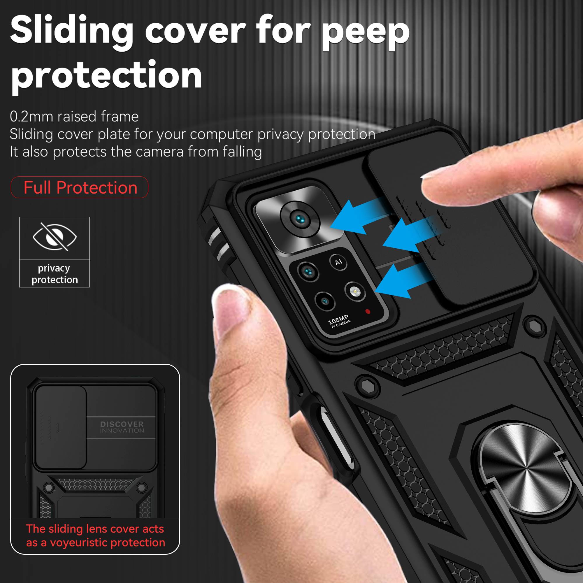Ring Stand Cover Voor Redmi Note 11 Pro Plus Armor Anti-val Camera Bescherming Telefoon Case Voor Redmi Note 11s Note11 Pro + 5G Funda