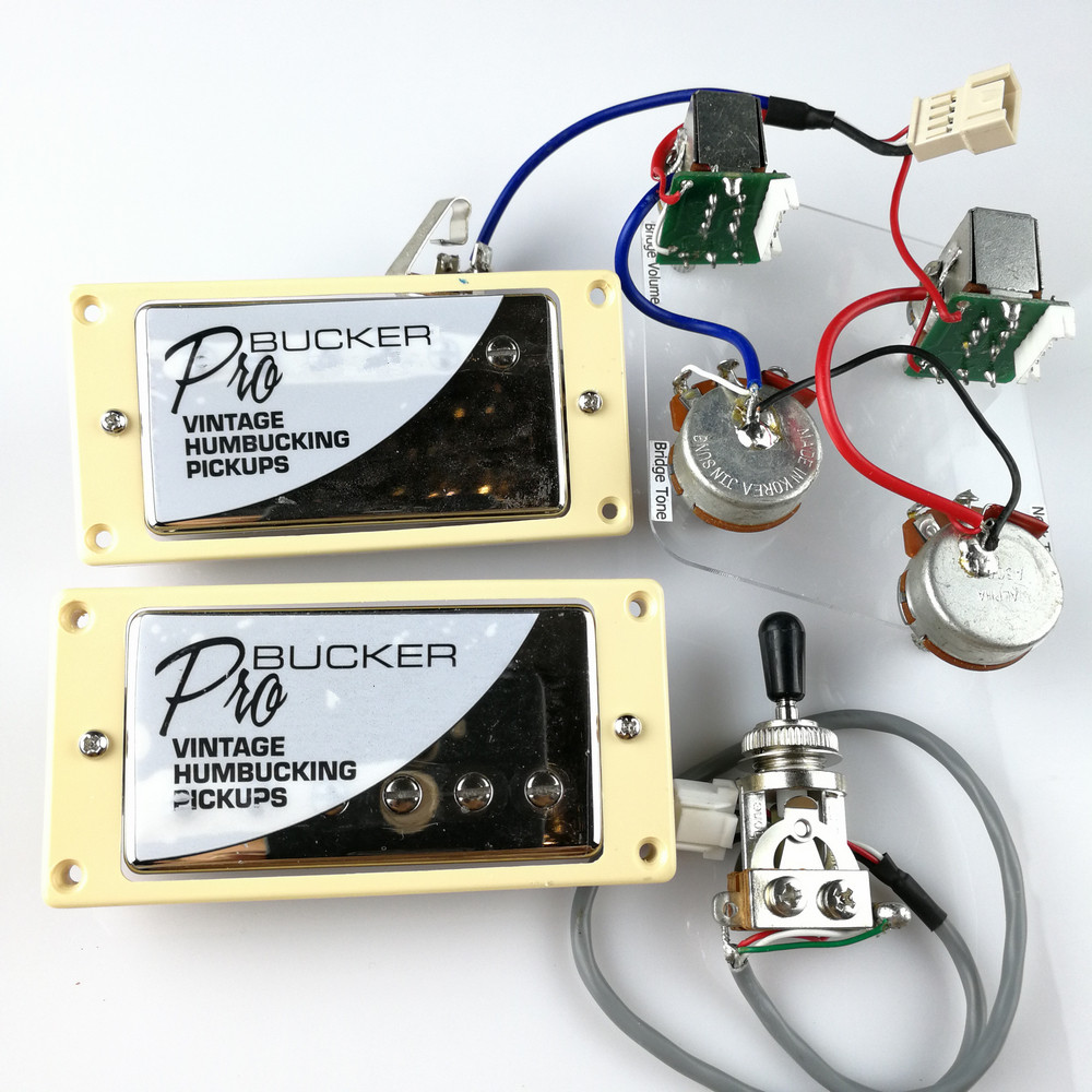 1 Set Nickel LP Standard ProBucker N und B Elektrische Gitarre Humbucker Pickups mit Pro Kabelbaum Für EPI silber abdeckung