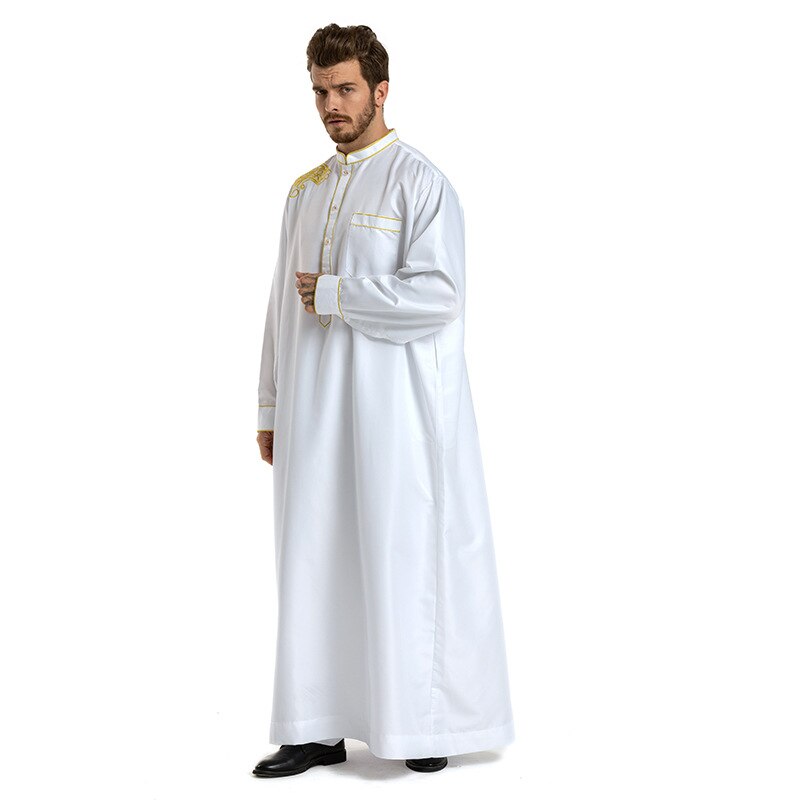 Mannen moslim gewaden islamitische kleding dubai arabisch abaya kaftan eid mubarak gebed jubba thobe kleding mannen 3 kleuren