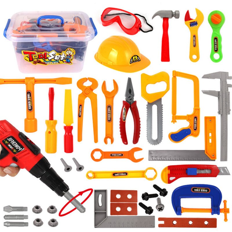 37 Diy Grensoverschrijdende Kinderen Simulatie Spel Huis Speelgoed Set Boor Helm Set Reparatie Tools Speelgoed Kleuterschool Onderwijs Levert