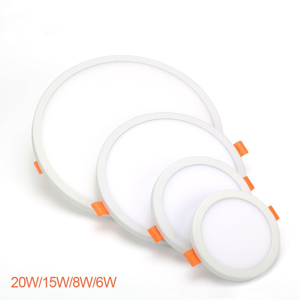 220V Ultra Thin LED Panel Light 6W 8W 15W 20W Aluminum Round Ceiling Recessed Downlight open hole adjustable White 6000-6500K