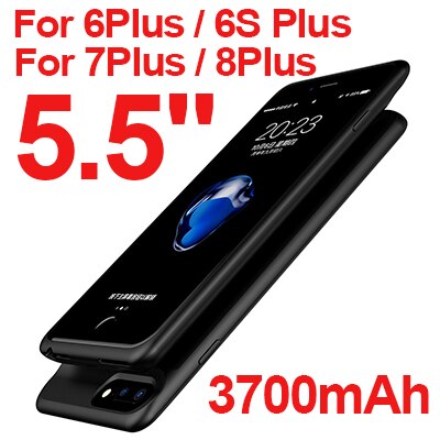 2500 /3700 batterijhoesje voor iphone 8 7 6 6s plus back-upladerhoesje powerbank batterij oplaadhoesje voor iphone 6 6 s 7 8: Zwart 6 6s 7 8 plus