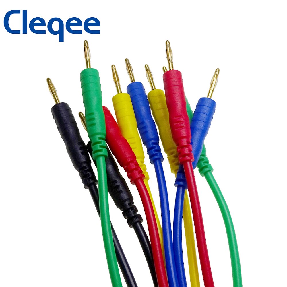 Cleqee P1048 2Mm Banana Plug Test Leads Flexibele Test Kabel Dual Ended Vergulde Banaan Plug Draad Voor Multimeter testen 5Pcs