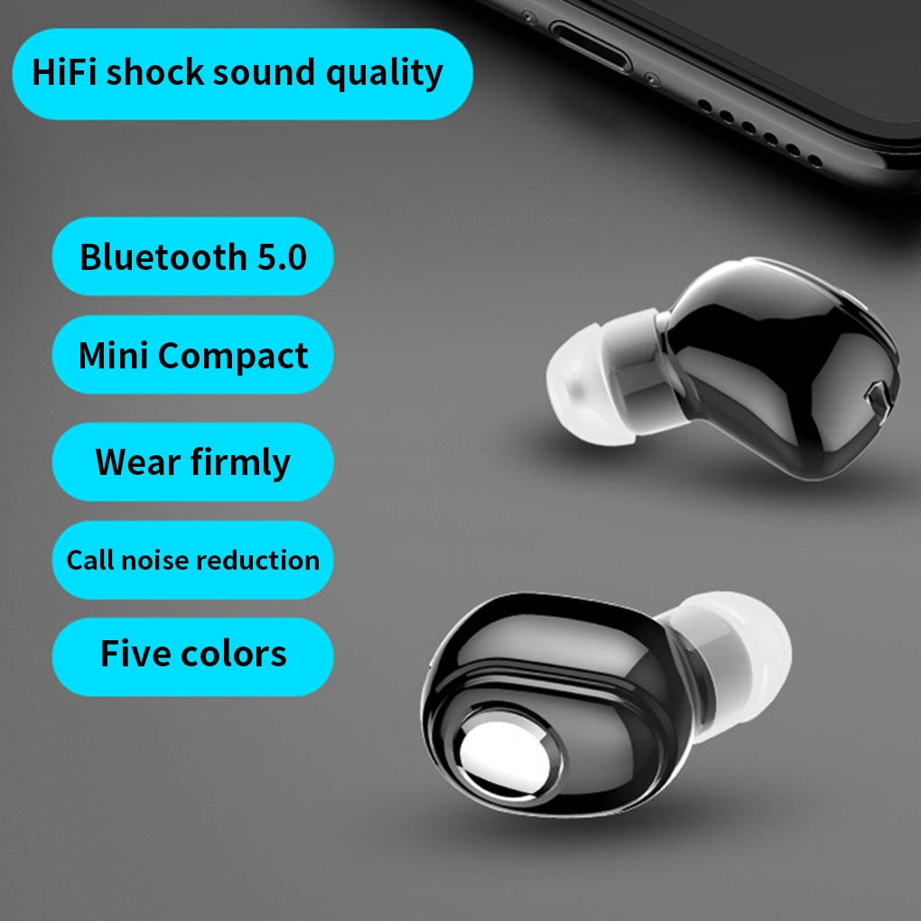 Draadloze Bluetooth 5.0 Handsfree In-Ear Oortelefoon Mini Sport Fitness Stereo Headset Met Microfoon