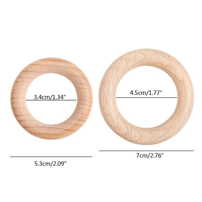 5Pcs Ambachten Diy Baby Bijtring Houten Ringen Ketting Armband Maken 53Mm/70Mm