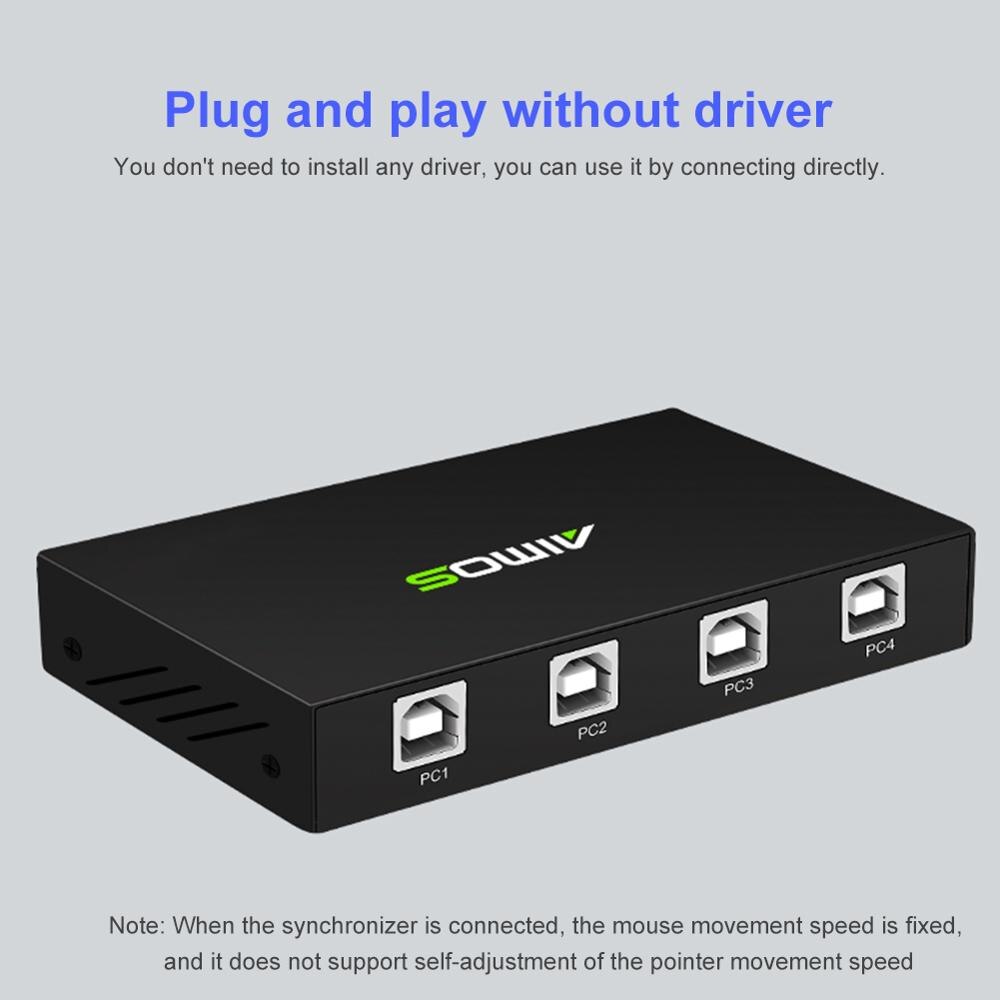Muis Synchroniser Controller Met 1-Knop 4-Port Usb Toetsenbord Kvm Switch Splitter Computer Synchro Usb 2.0 Synchro