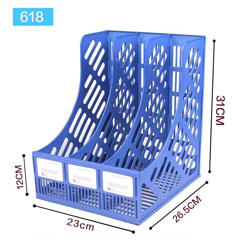 Three-tier File Tray Desktop Storage Manager Mesh Breathable File Shelf Desktop Shelf Bookshelf Office Desktop Storage Supplies: Blue