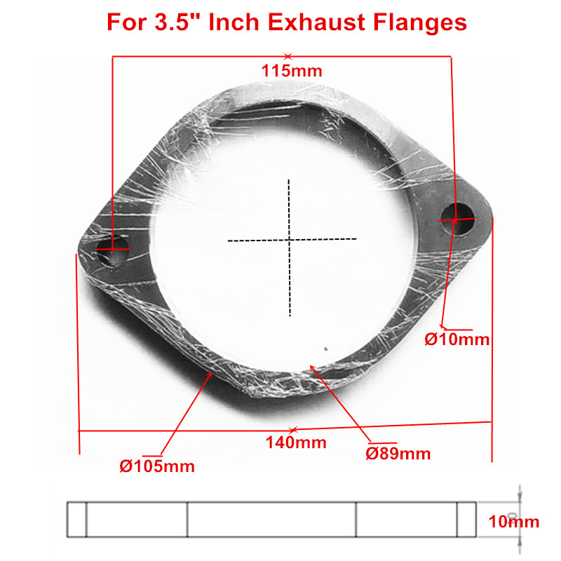 Edelstahl 2 Schrauben Auspuffrohr Flansche Dichtung 2 Zoll 51mm See Header Unten Rohr Verteiler Sammler Dichtung Flansch: 3.5 Zoll