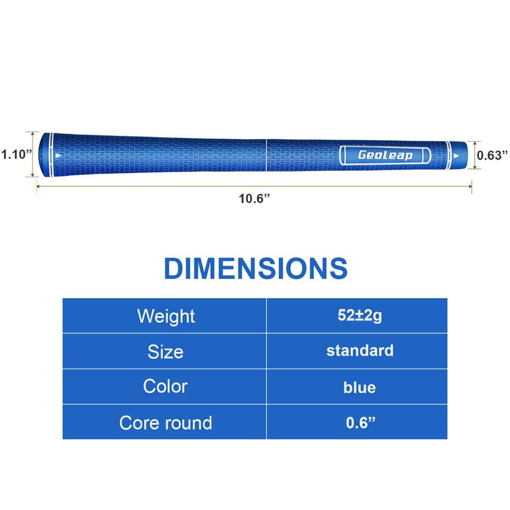 Geoleap Rubber Golf Grips 10pcs/lot Double G Pattern, Golf Club Grips, Standard,4 Colors to choose: Blue