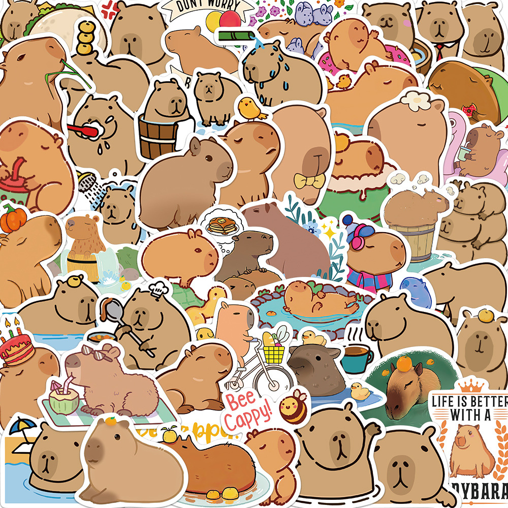 50 pçs dos desenhos animados capivara graffiti adesivos decorativos computador copo bagagem papelaria notebook diy adesivos à prova dwaterproof água