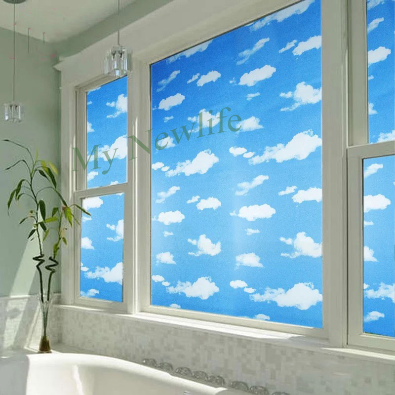 Cielo y nube vidrio esmerilado ventana película salón dormitorio baño Protección de Privacidad pegatinas autoadhesivas decoración del hogar 45/60*200cm