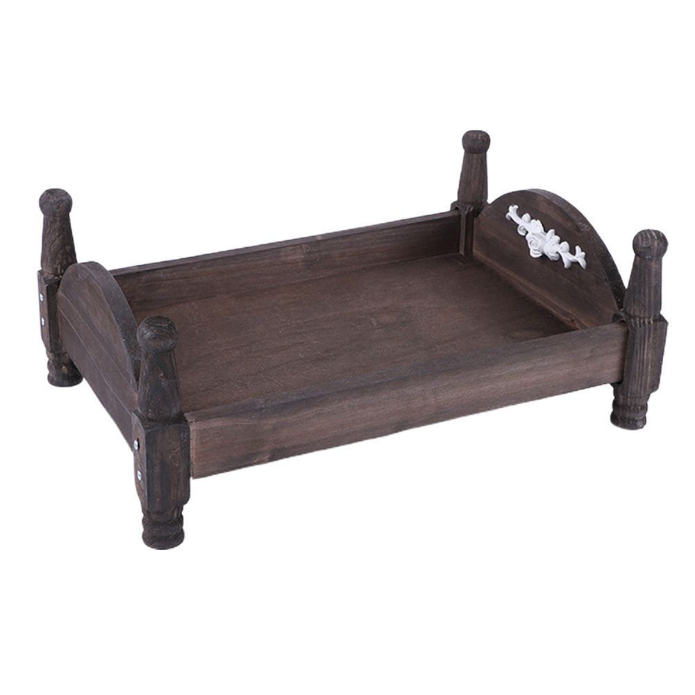 Wooden Baby Bed Infant Detachable Crib For Newborn Accessories Easy Install Mini Eco Friendly Photo Studio Photography Props: Brown