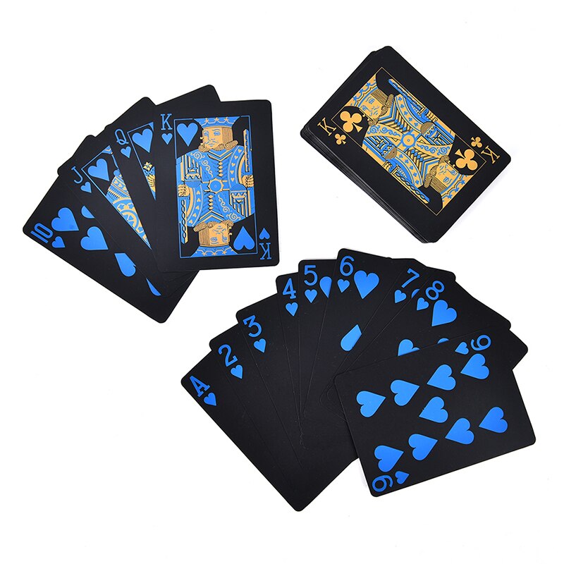 55Pcs/Set Plastic PVC Poker Waterproof Black Playing Cards Durable Poker