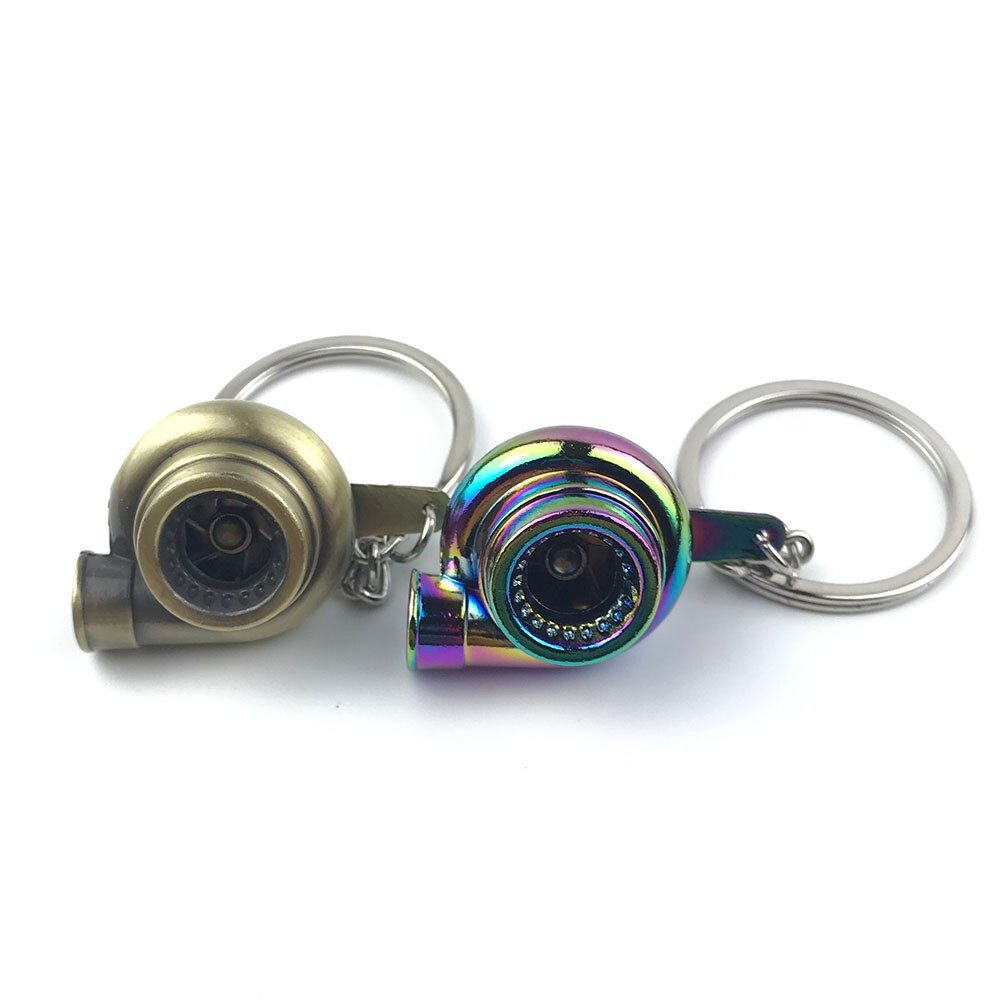 Whistle Sound Turbo Keychain Sleeve Bearing Spinning Auto Part Model Turbine Turbocharger Key Chain Ring Keyfob Keyring