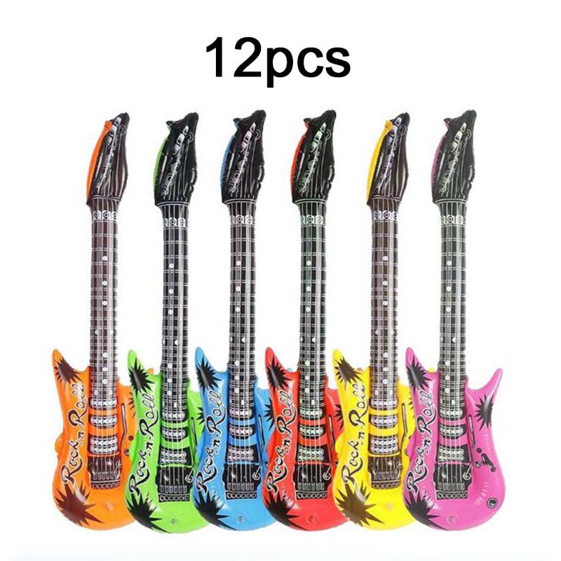 12pcs/set PVC Inflatable Guitar Early Education Children Toys Kids Stage Performance Music Festival Props