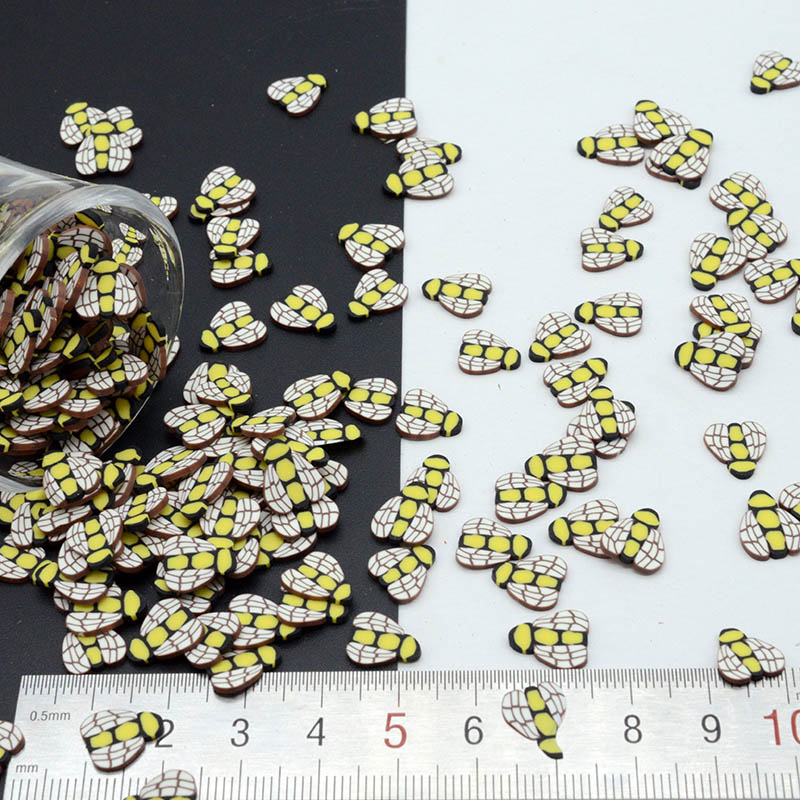 100g/ parti polymer lerbier bi honning bikube drysser dejlige konfetti til håndværksfremstilling, diy konfetti: 10mm 100g bi