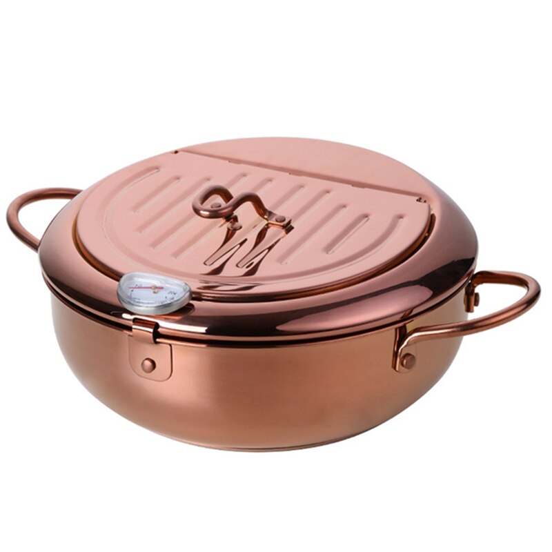 Stainless Steel Frying Pot With A Thermometer Kitchen Utensils Tempura Fryer Pan Convenient Skillet: green