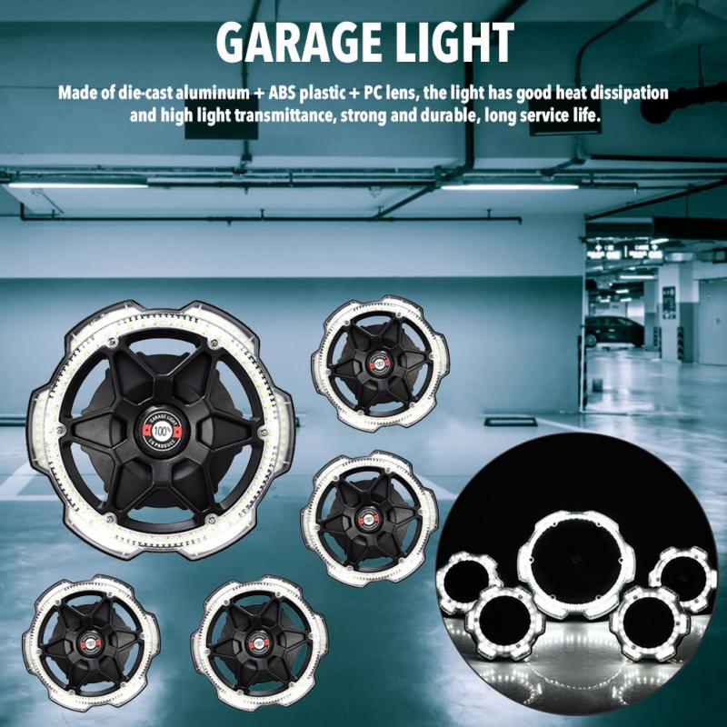 Multi- Point Illumination,120W Garage Ceiling Light Round 5 Head Lighting