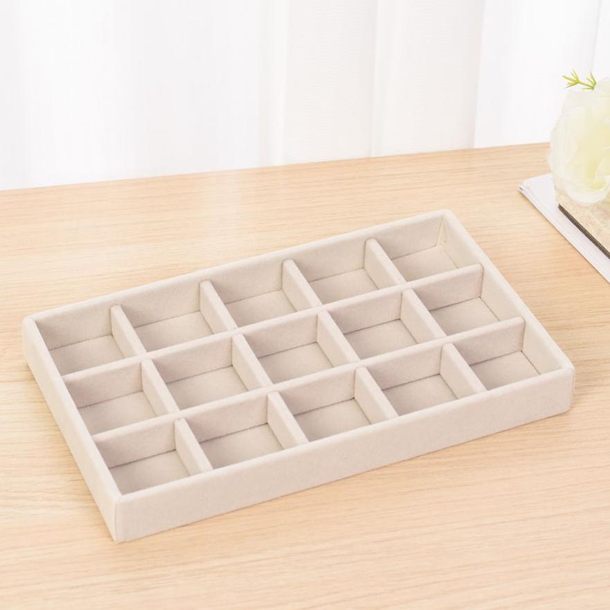 Fluwelen sieradenhouder, stapelbare, prachtige sieradenhouder, draagbare organizer voor ringen, oorbellen en kettingen.: Zilver