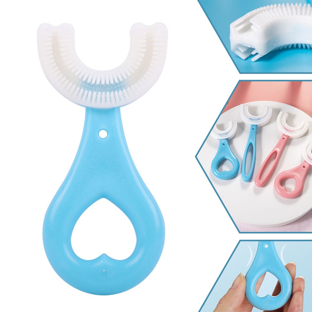Kids Tandenborstel U-Vorm Zuigeling Tandenborstel Met Handvat Siliconen Oral Care Borstel Voor Peuters Leeftijden 2-12