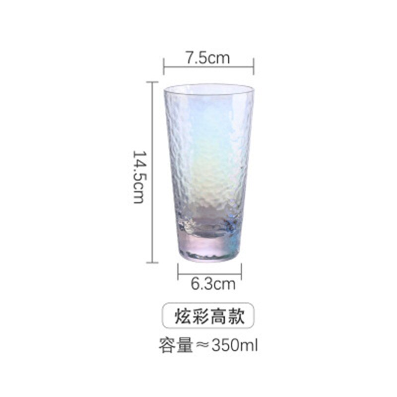 Glass Cup Milk Coffee Fruit Juice Tea Cups Rainbow Clear Glass Colorful Japanese-style Household Wine Glass: 350ml Tall
