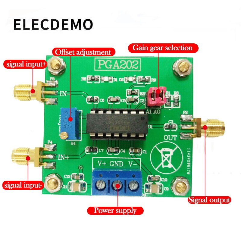 Data-acquisitie Module PGA202 Module digitale instrumentatie versterker digitale programmeerbare gain automatische aanpassing circuit