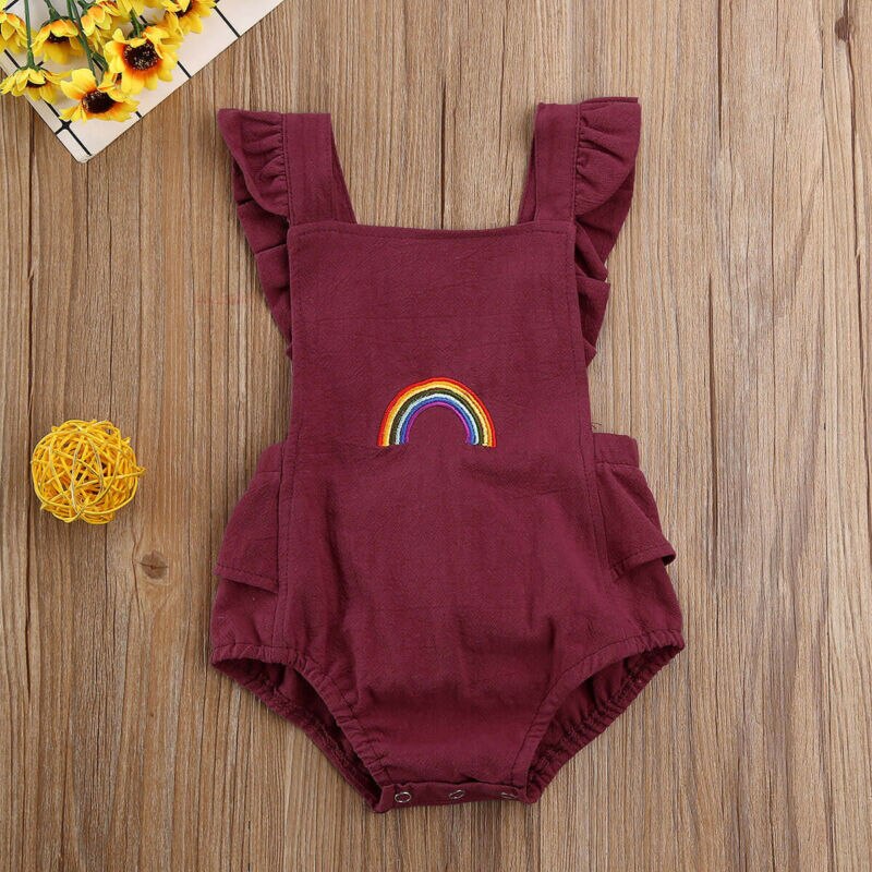 Babymeisjes romper zonder mouwen, geplooide katoenen jumpsuit, outfits, zonnepak, schattige babymeisjeskleding 0-18m
