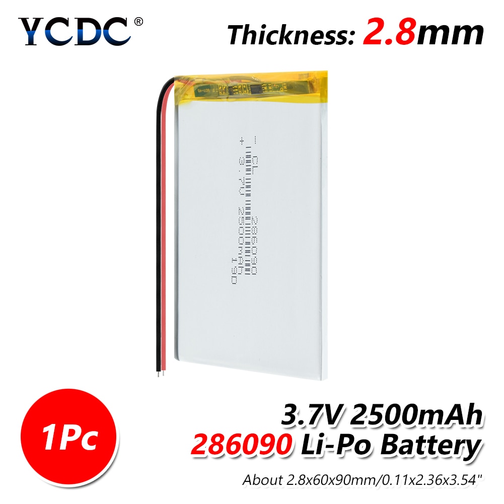 YCDC Batteria Ricaricabile Polimero di Litio - 2500mAh 3.7V - Per MP3, MP4, GPS, PSP, Cuffie Bluetooth