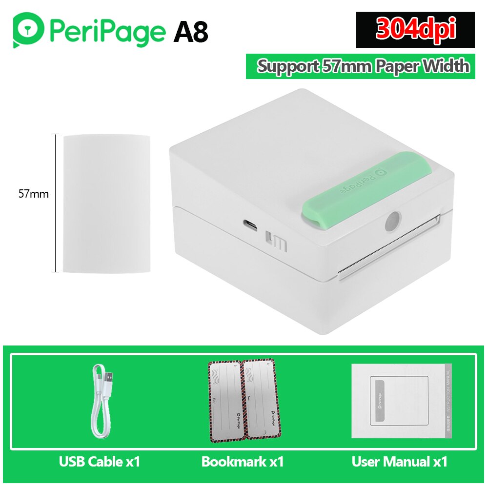 Peripage A9s Max Portable Photo Printer 304Dpi Bluetooth Draadloze Thermische Printer Ontvangst Label Maker Sticker Peripage A9 Max A8: A8 304dpi