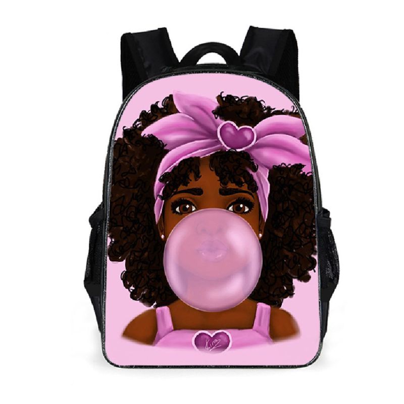 Afrikanische Mädchen 3 teile/satz Rucksack 3D Druck Schule Schüler Bookbag Reise Laptop Daypack Schulter Tasche Bleistift fallen: Schwarz