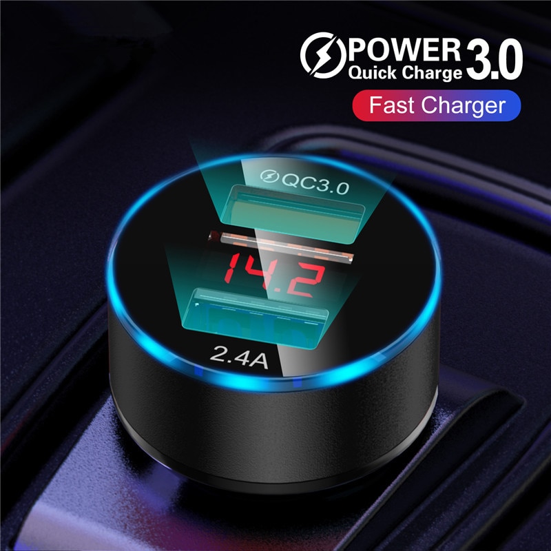 LED QC 3.0 Quick Charge 4.0 3.0 Car Charger Fast Charging For Xiaomi mi9 Huawei P30 P20 USB Charger For Iphone 11 X 7 8 P