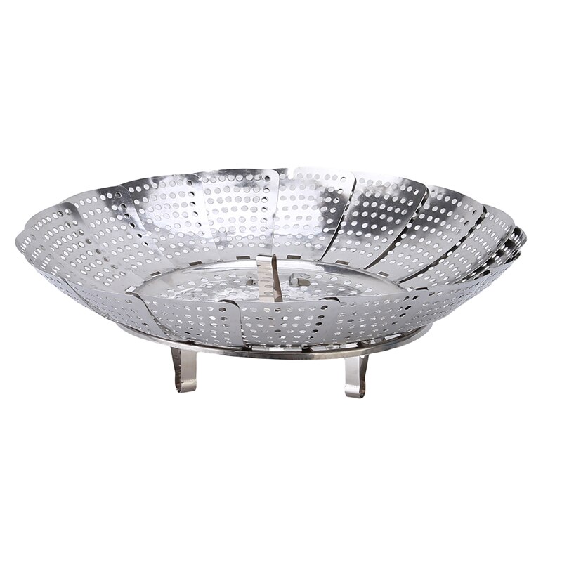 Tazón de vaporera de acero inoxidable para alimentos, vaporera de frutas y verduras de 21/26/28cm, cesta humeante, cajón, vaporera plegable para Cocina