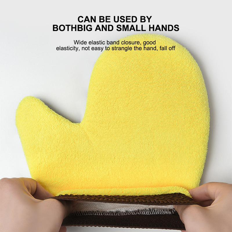 Seametal mikrofiber biltvätthandske dubbelsidig förtjockad korallfleece rengöringsborste handskar bilrengöringsmedel