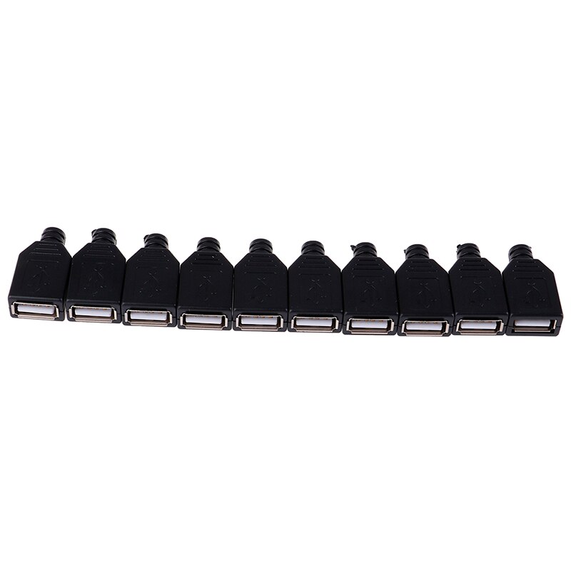10 Stks/partij Type Een Vrouwelijke Usb 4 Pin Plug Socket Connector Met Zwarte Plastic Cover