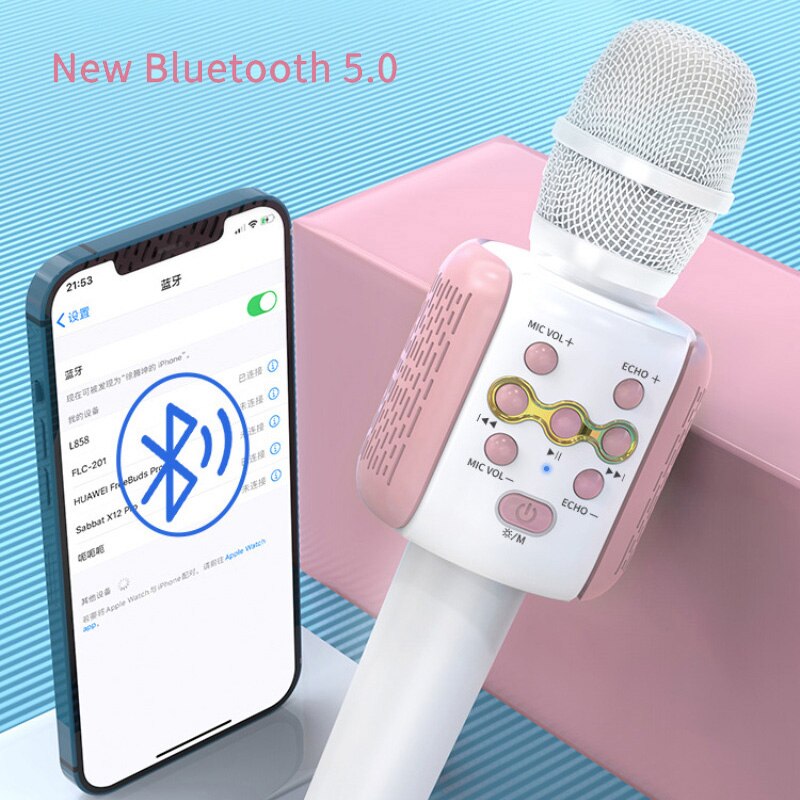 1200mAh Hand-held Wireless Microphones L858 Handheld Wireless Bluetooth 5.0 Karaoke Speech Microphone Speaker