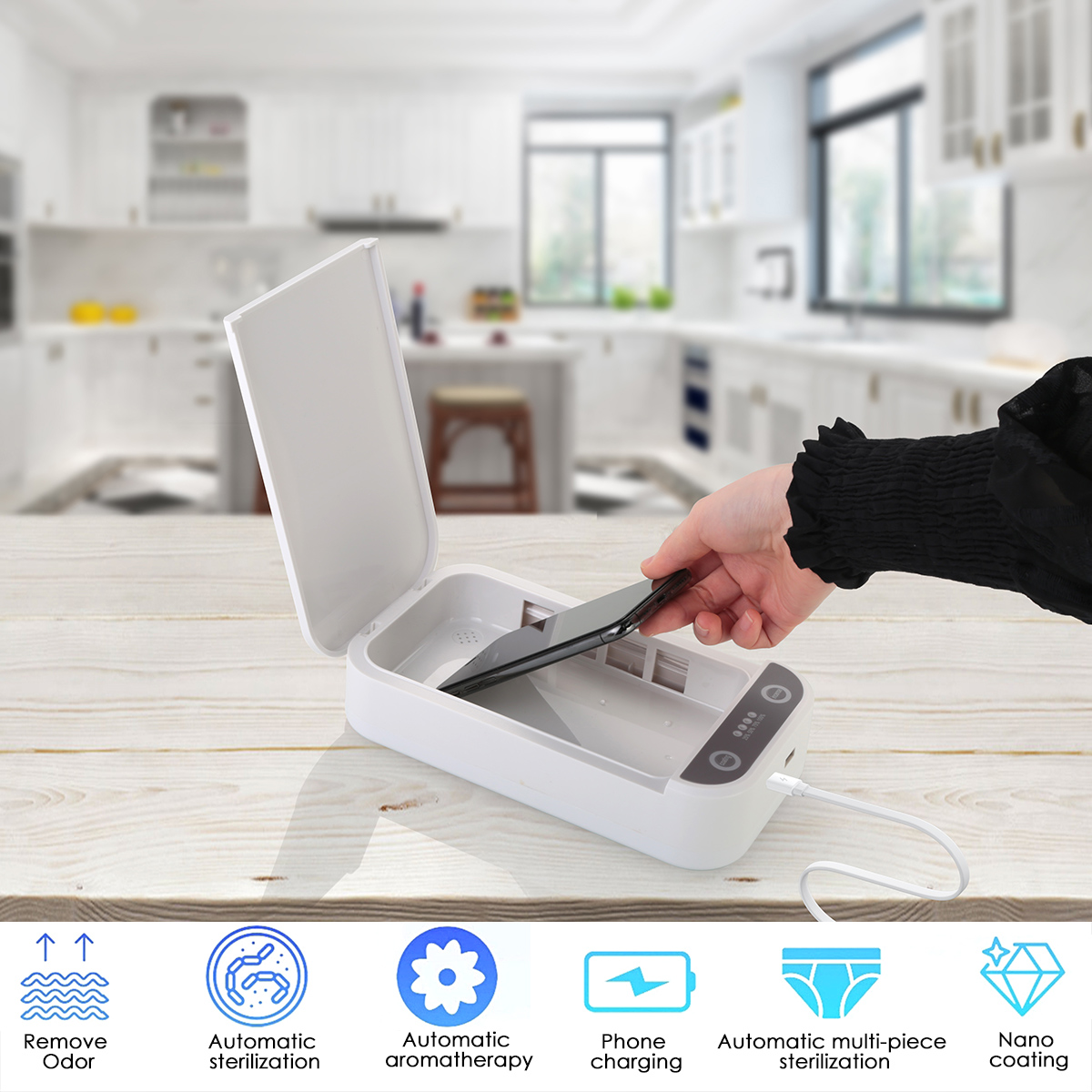 Draagbare Uv Sterilisator Mobiel Desinfectie Doos Met Usb-kabel Dual Uv Verlichting Voor Kleine Items Huishoudelijke Desinfectie Machine