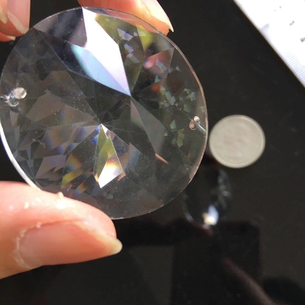 40Mm Transparant Kristal Dubbele Gat Kunstmatige Paars Goud Crystal Cut Sieraden Ambachten Thuis Kroonluchter Decoratieve