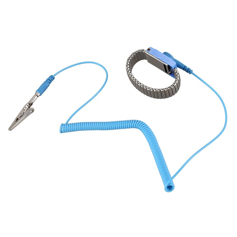 Antistatic ESD Wristband Metal Adjustable Grounding Strap Blue