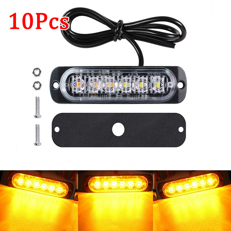 10 Uds. Luz LED amarilla ámbar para coche y camión 12V 12 LED niebla de trabajo advertencia de seguridad luz brillante urgente todoterreno SUV barco lámpara LED