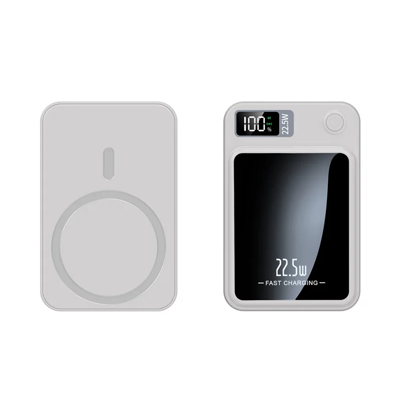 22,5 W magnetische powerbank Draadloos snel opladen Draagbare oplader Externe extra reservebatterij voor iPhone Magsafe Powerbank: WHITE / 10000mAh