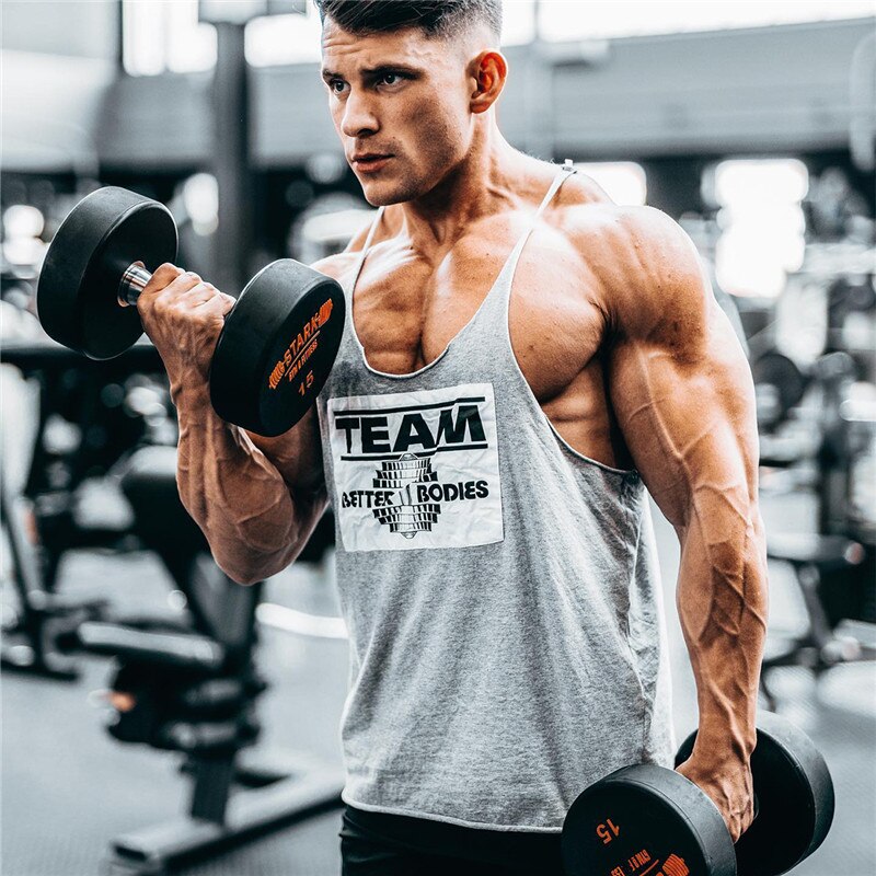 Gilet de Fitness en coton pour hommes, haut imprimé à la , décontracté, sangle fine, vêtements de sport pour la musculation