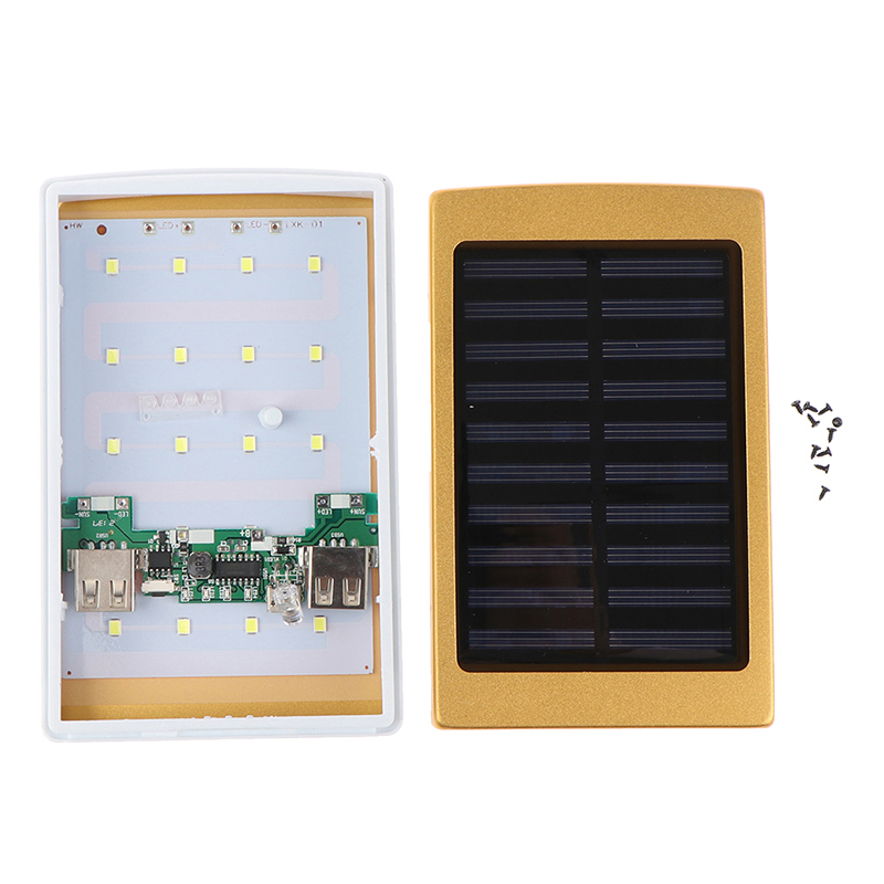 Dual Usb Led Licht 5-Cell 18650 Battery Charger Box Solar Power Bank Diy Case Kit: Gold